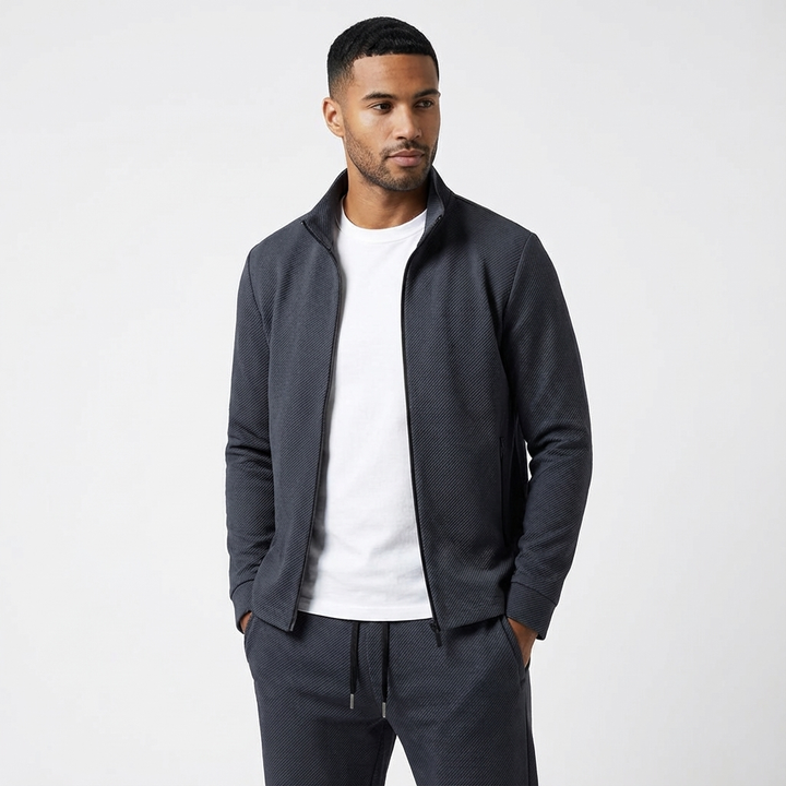 Survêtement deux pièces pour homme à fermeture éclair | Coupe extensible ensemble de sport