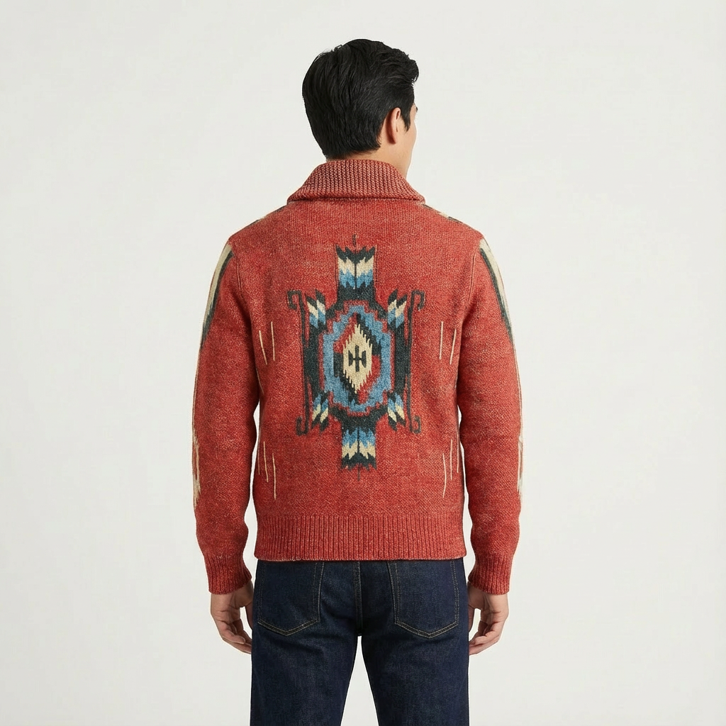 Men's Jacquard-Knit Cardigan | Button-Front Smart Casual Layer