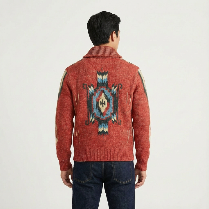 Men's Jacquard-Knit Cardigan | Button-Front Smart Casual Layer