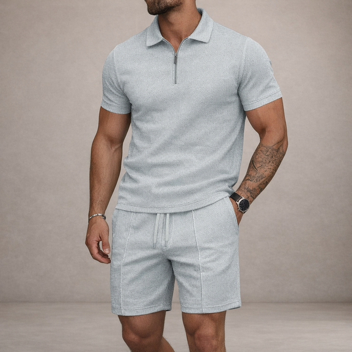 Herre Polo- og Shortssæt | Åndbart Smal Passform Sommeroutfit