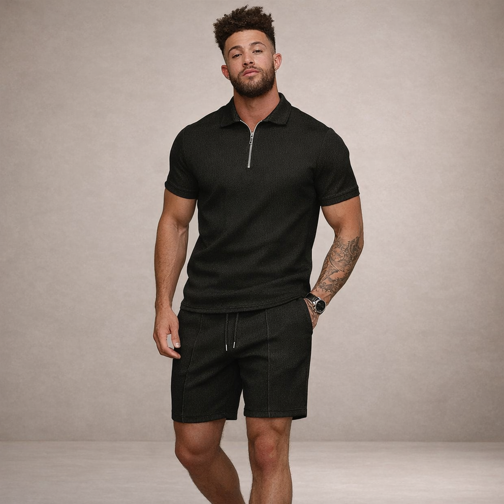 Herre Polo- og Shortssæt | Åndbart Smal Passform Sommeroutfit