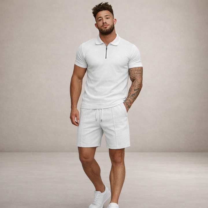 Herre Polo- og Shortssæt | Åndbart Smal Passform Sommeroutfit