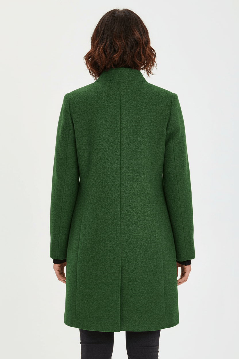 Women's Wool-Blend Coat | Stand Collar Tailored Fit