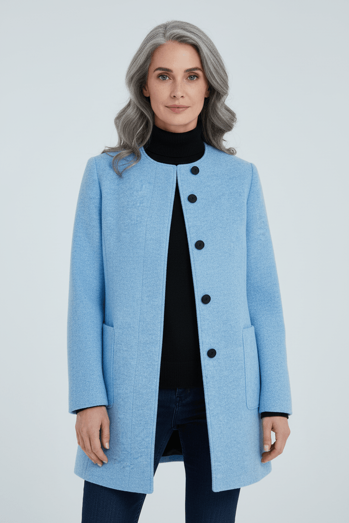 Women's Wool-Blend Coat | Stand Collar Tailored Fit
