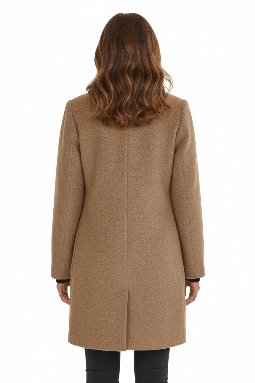 Women's Wool-Blend Coat | Stand Collar Tailored Fit