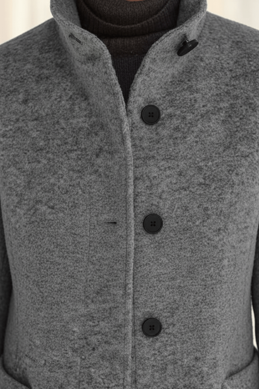 Women's Wool-Blend Coat | Stand Collar Tailored Fit