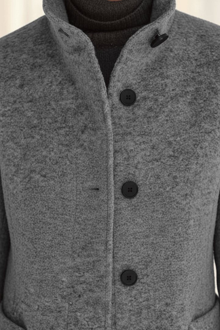 Women's Wool-Blend Coat | Stand Collar Tailored Fit