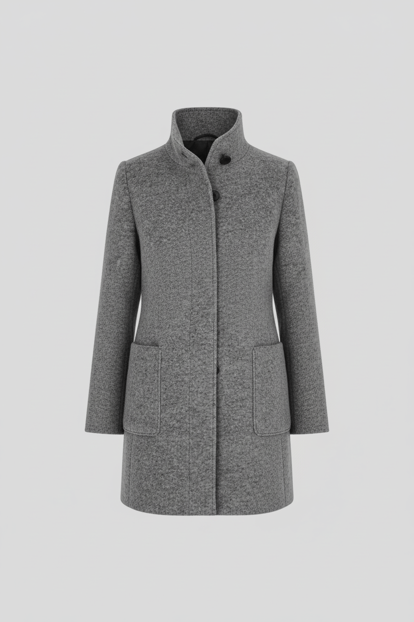 Women's Wool-Blend Coat | Stand Collar Tailored Fit