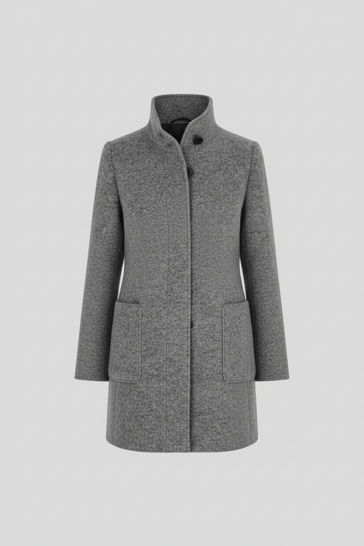 Women's Wool-Blend Coat | Stand Collar Tailored Fit