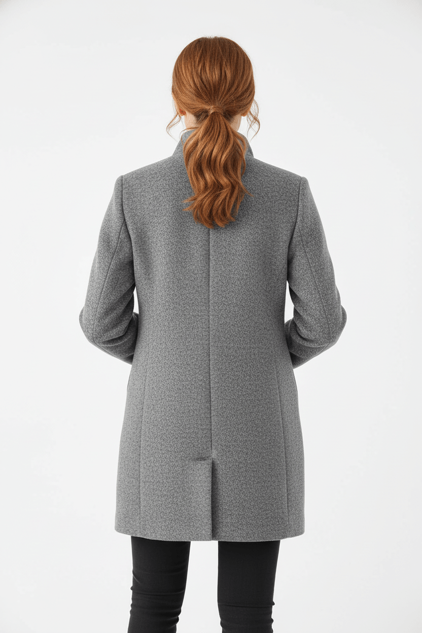 Women's Wool-Blend Coat | Stand Collar Tailored Fit
