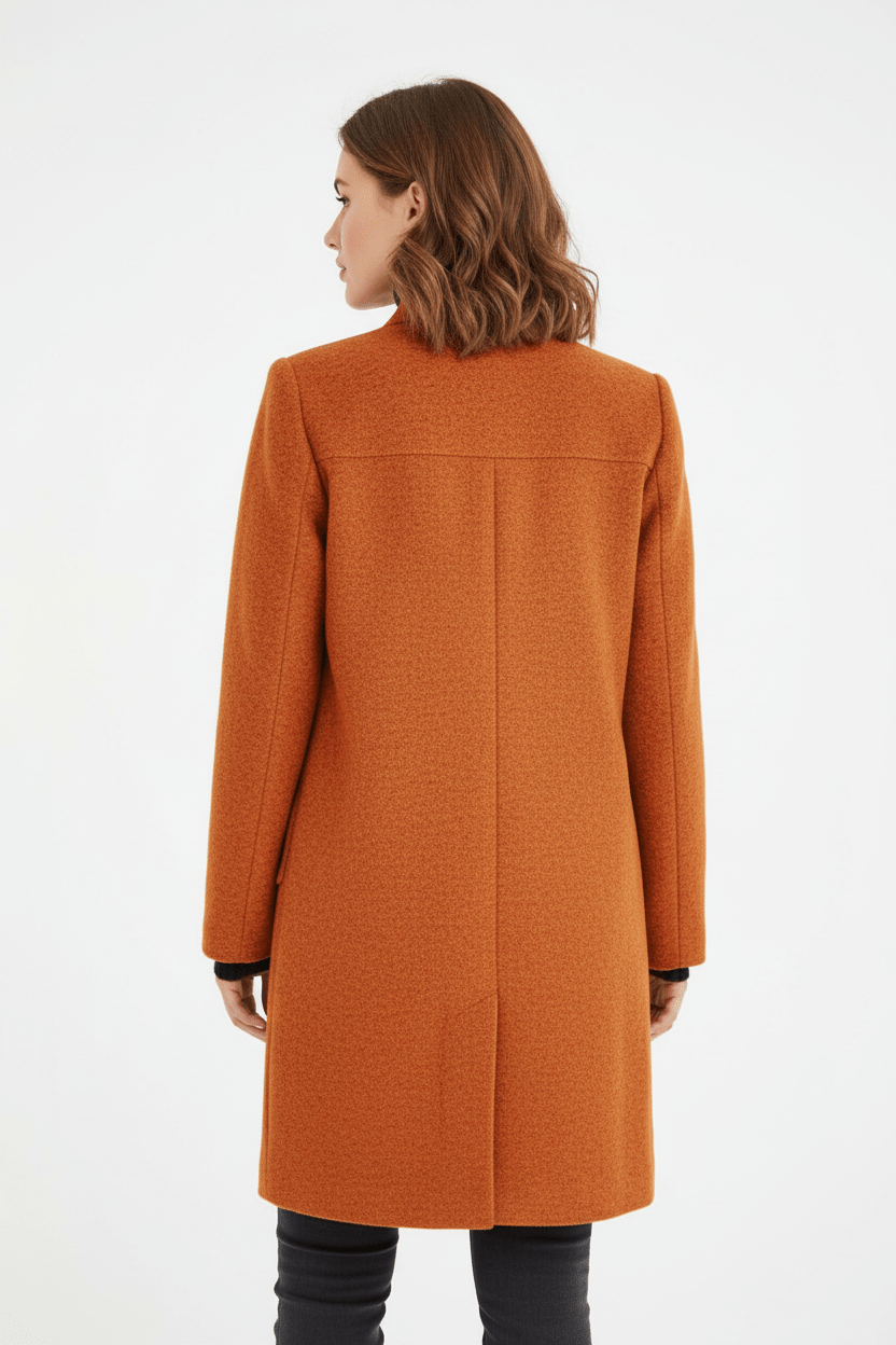 Women's Wool-Blend Coat | Stand Collar Tailored Fit