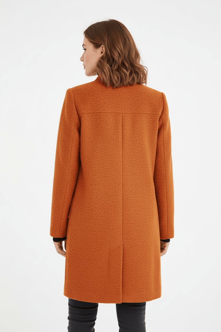 Women's Wool-Blend Coat | Stand Collar Tailored Fit