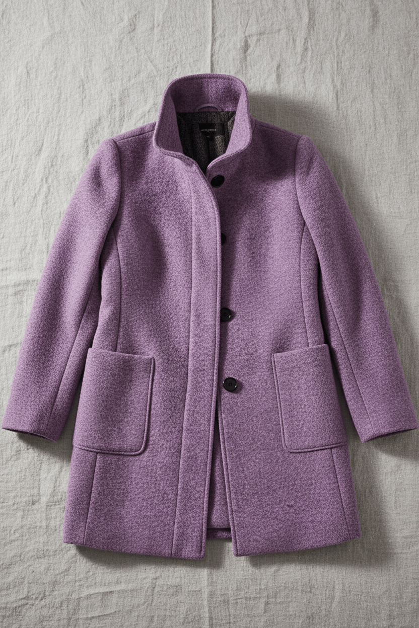 Women's Wool-Blend Coat | Stand Collar Tailored Fit