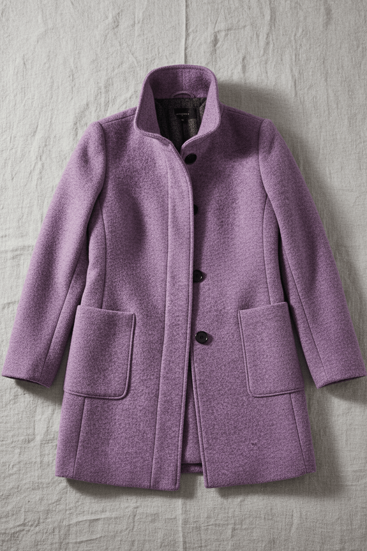 Women's Wool-Blend Coat | Stand Collar Tailored Fit