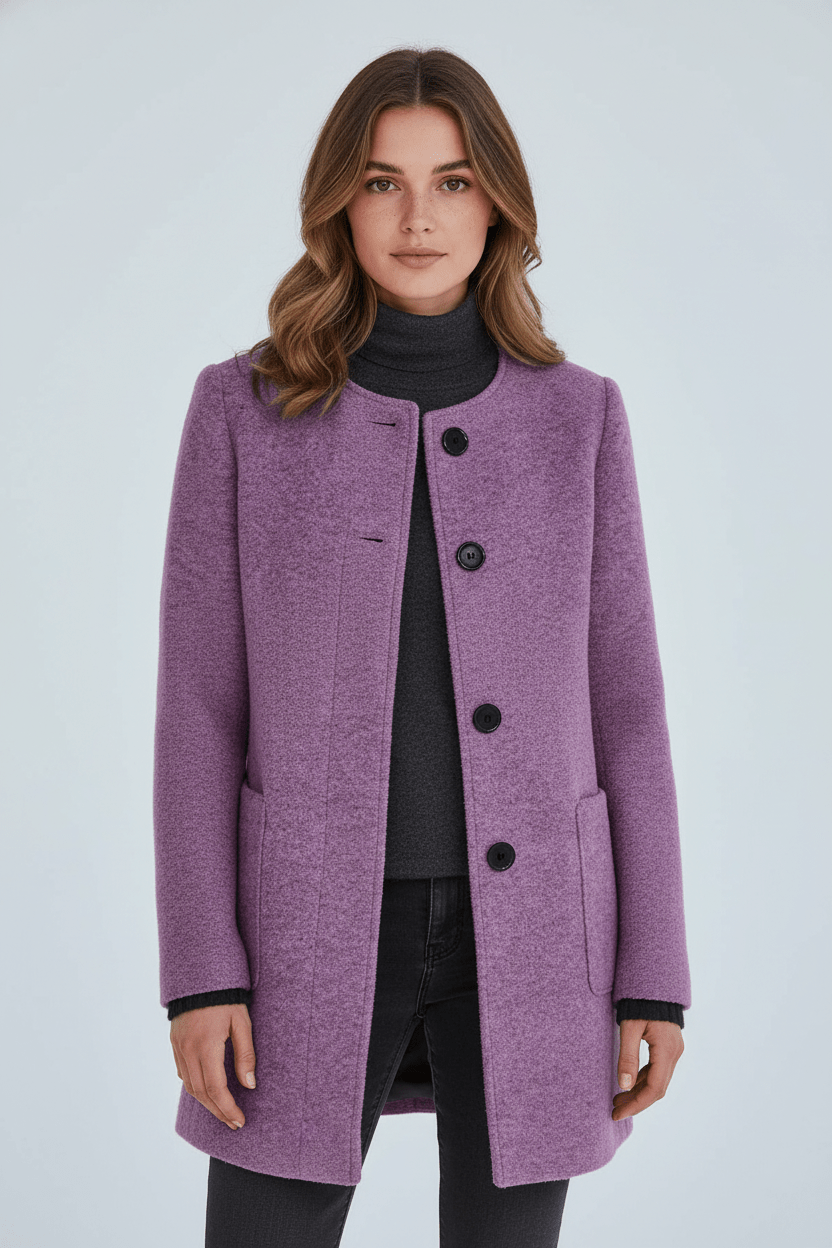 Women's Wool-Blend Coat | Stand Collar Tailored Fit