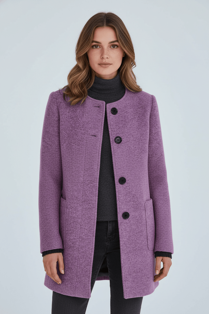 Women's Wool-Blend Coat | Stand Collar Tailored Fit