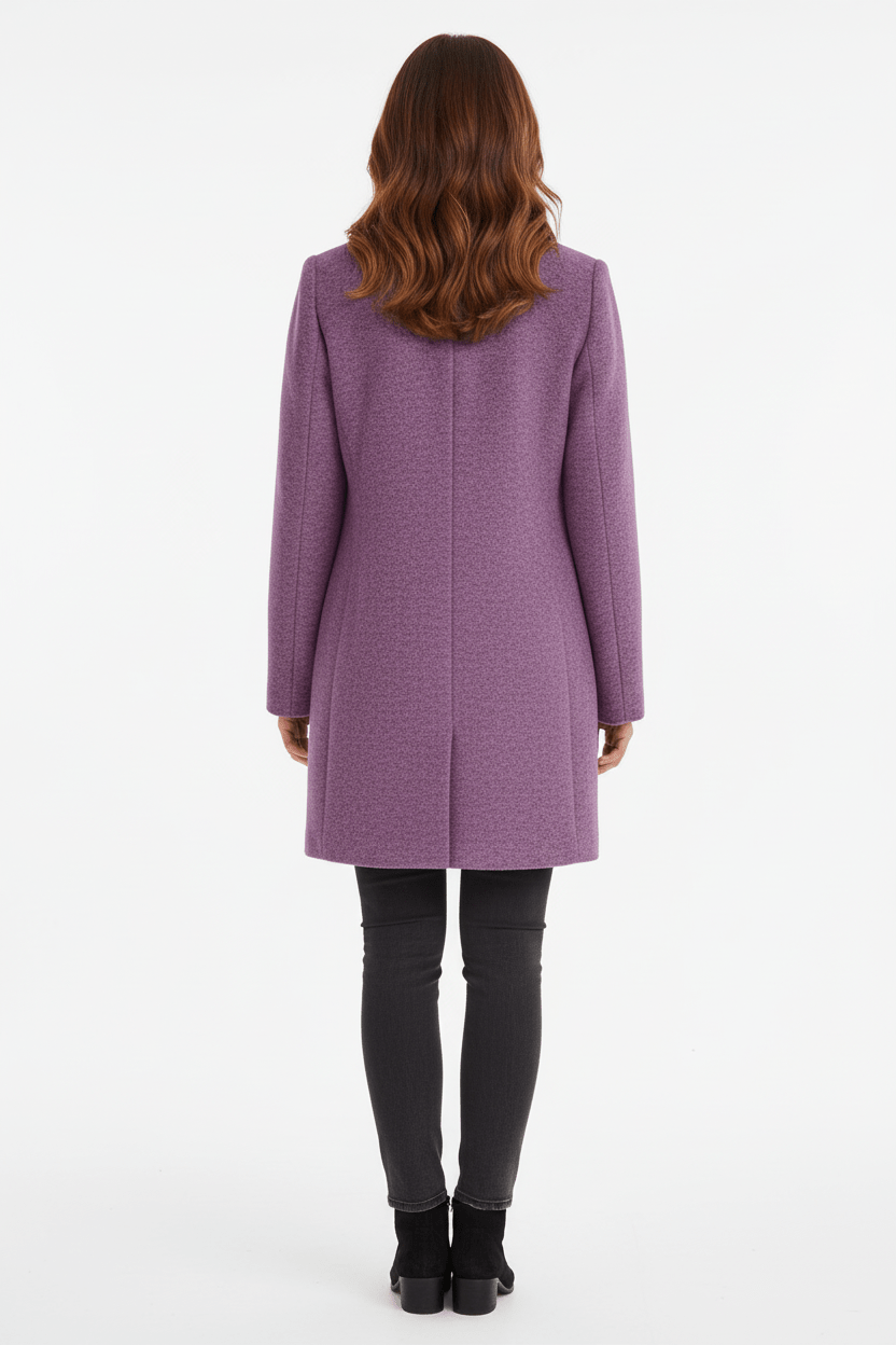Women's Wool-Blend Coat | Stand Collar Tailored Fit