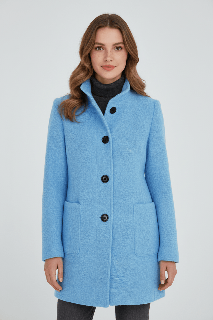 Women's Wool-Blend Coat | Stand Collar Tailored Fit