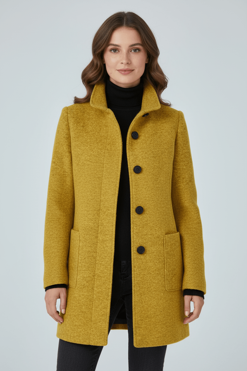 Women's Wool-Blend Coat | Stand Collar Tailored Fit