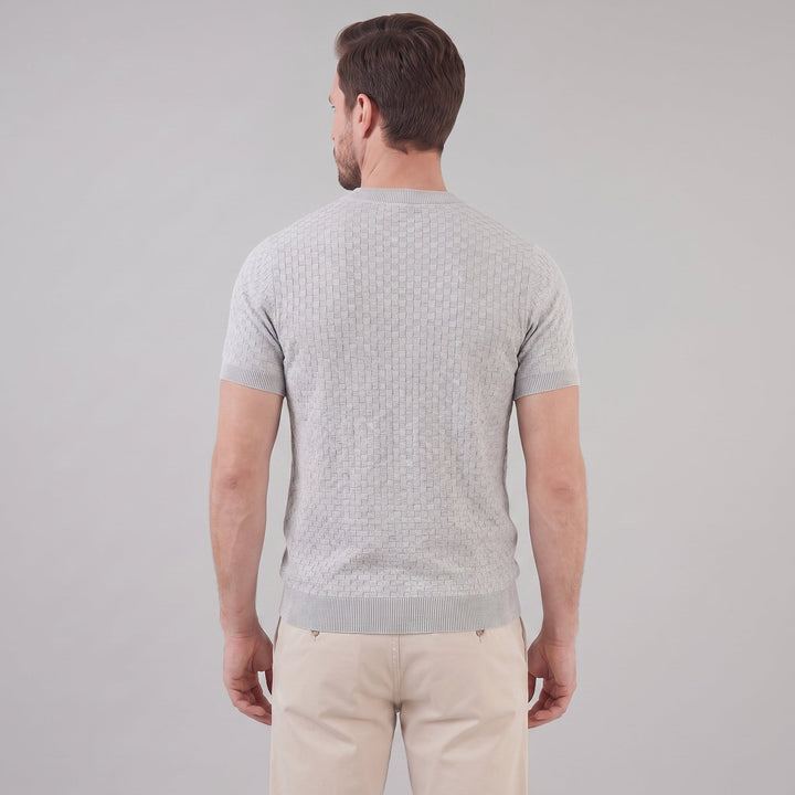 Pánské tričko s pleteným vzorem a kulatým výstřihem | Letní styl pro muže