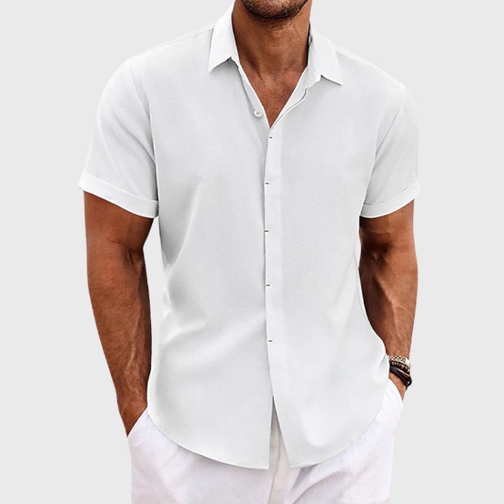 Herre Kortærmet Sommerskjorte | Linned-Stil Letvægts Strand Overdel
