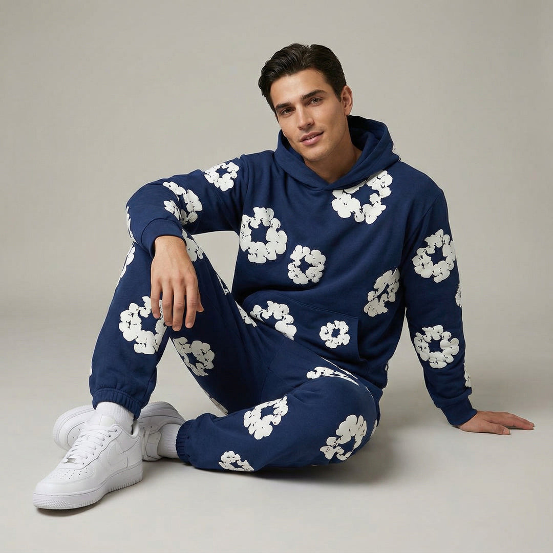 Trening bărbătesc cu imprimeu floral | Confort relaxat, din două piese