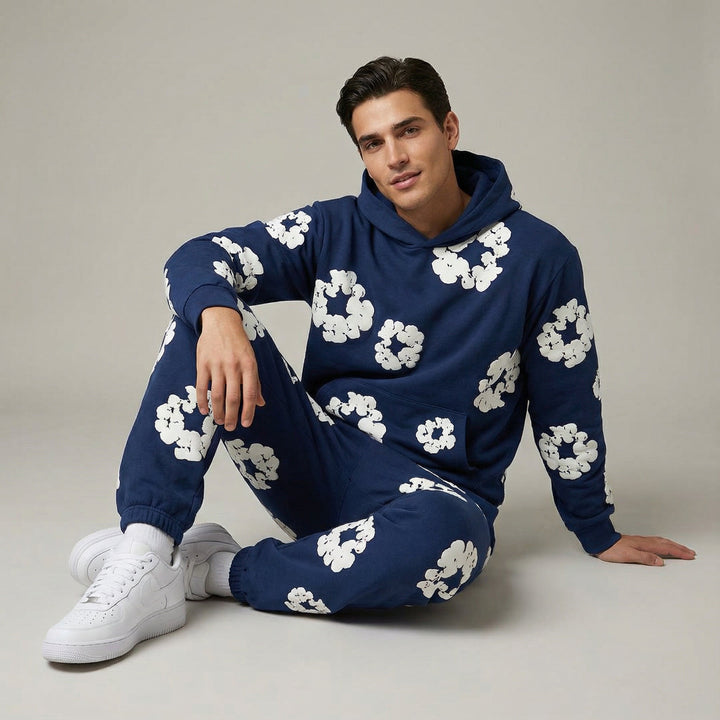 Trening bărbătesc cu imprimeu floral | Confort relaxat, din două piese
