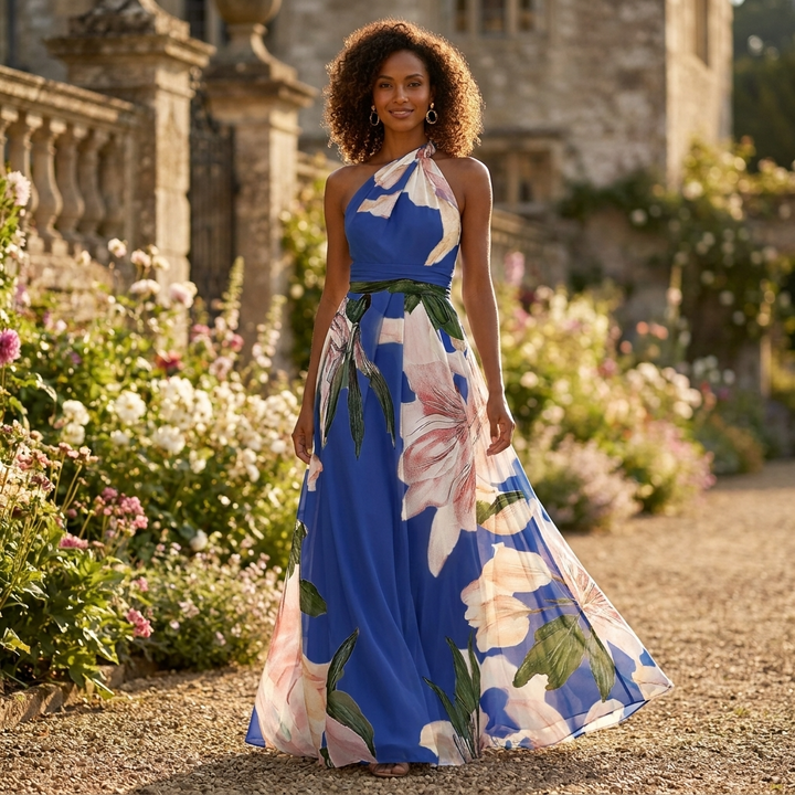 Dame Asymmetri Hals Maxikjole | Afslappet Sommer Elegans