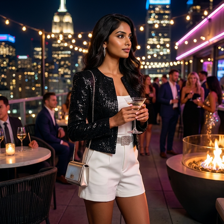 Dame Kort Pailletter Blazer