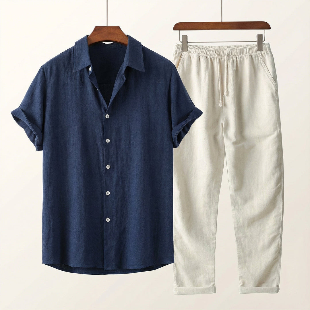 Linen Style Summer Set | Lightweight Shirt and Trousers
