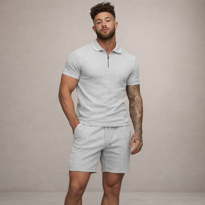 Herre Polo- og Shortssæt | Åndbart Smal Passform Sommeroutfit