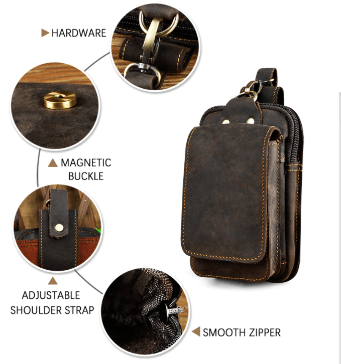Sac banane homme style cuir | Port quotidien mains libres