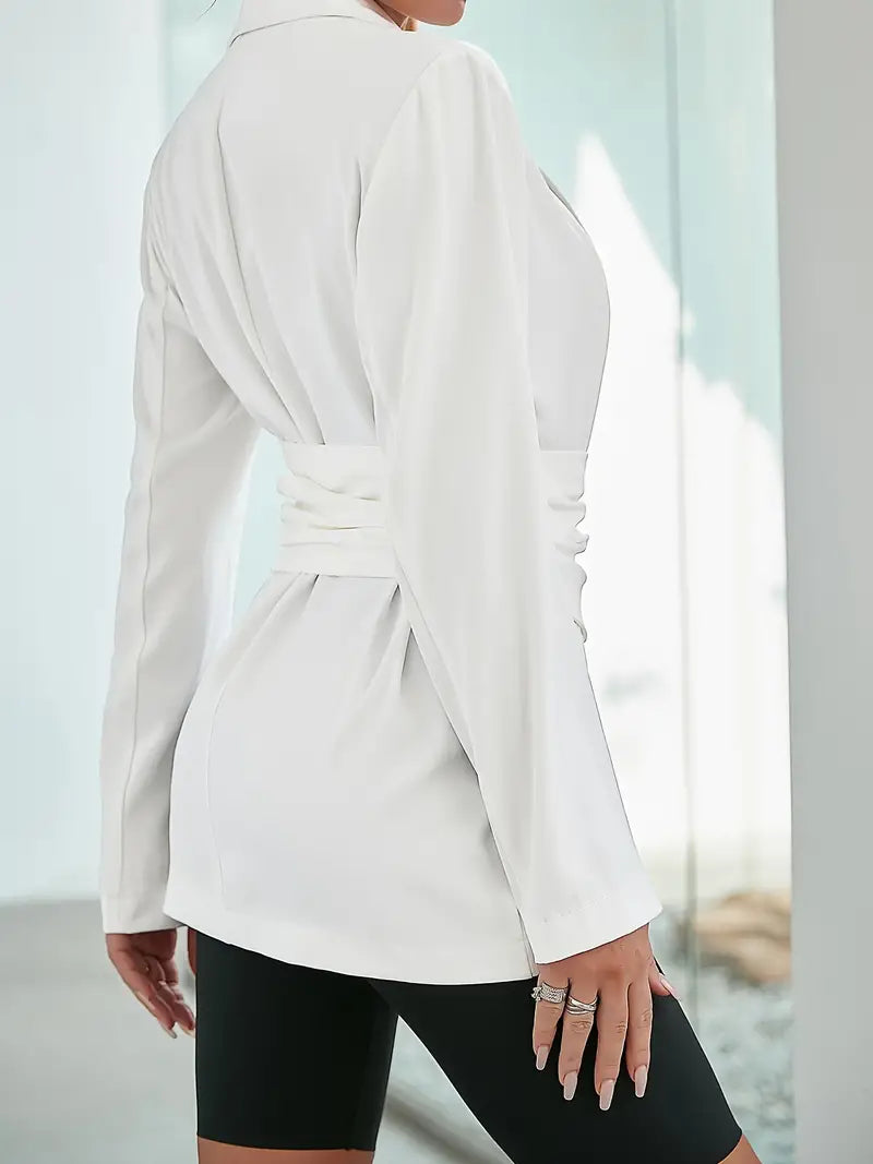 Dame Plisseret Blazer | Elegante Kontor til Aften Stil