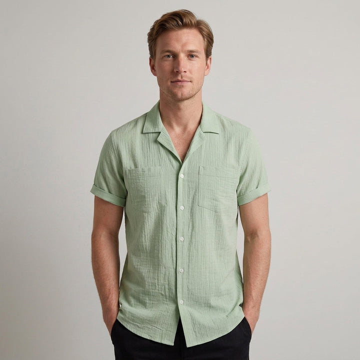 Chemise homme à manches courtes boutonnée | Coupe classique décontractée pour l’été