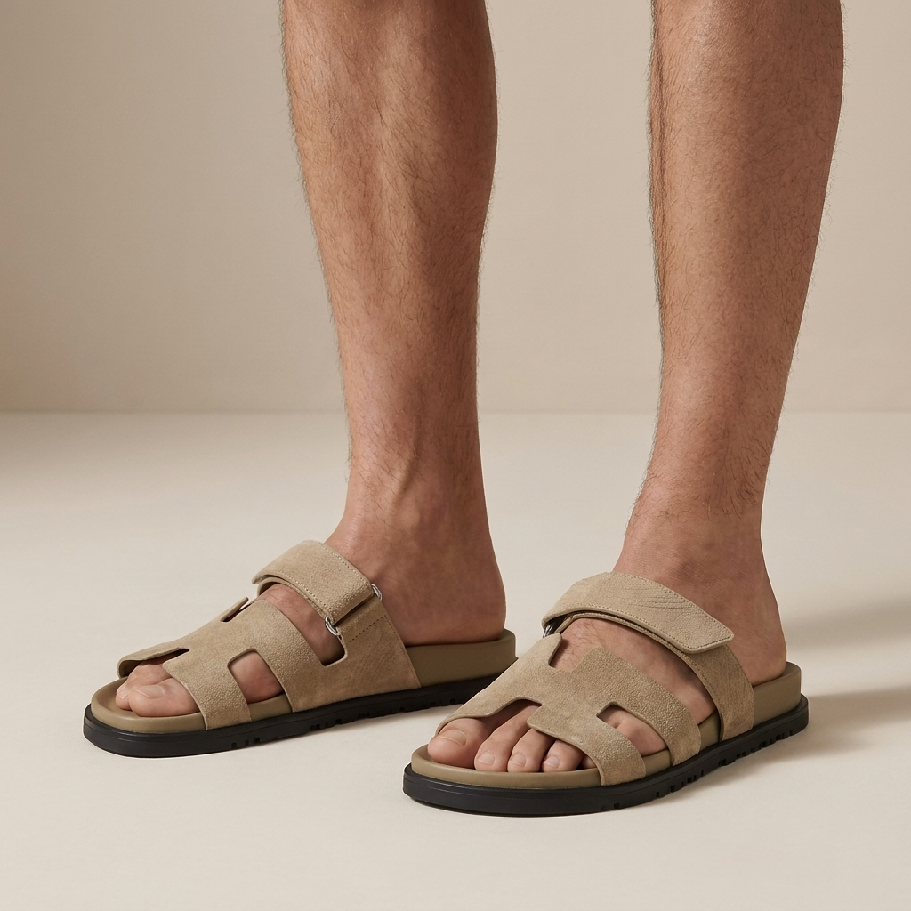 Men’s Double-Strap Sandals | Comfortable Rubber-Sole Summer Shoes