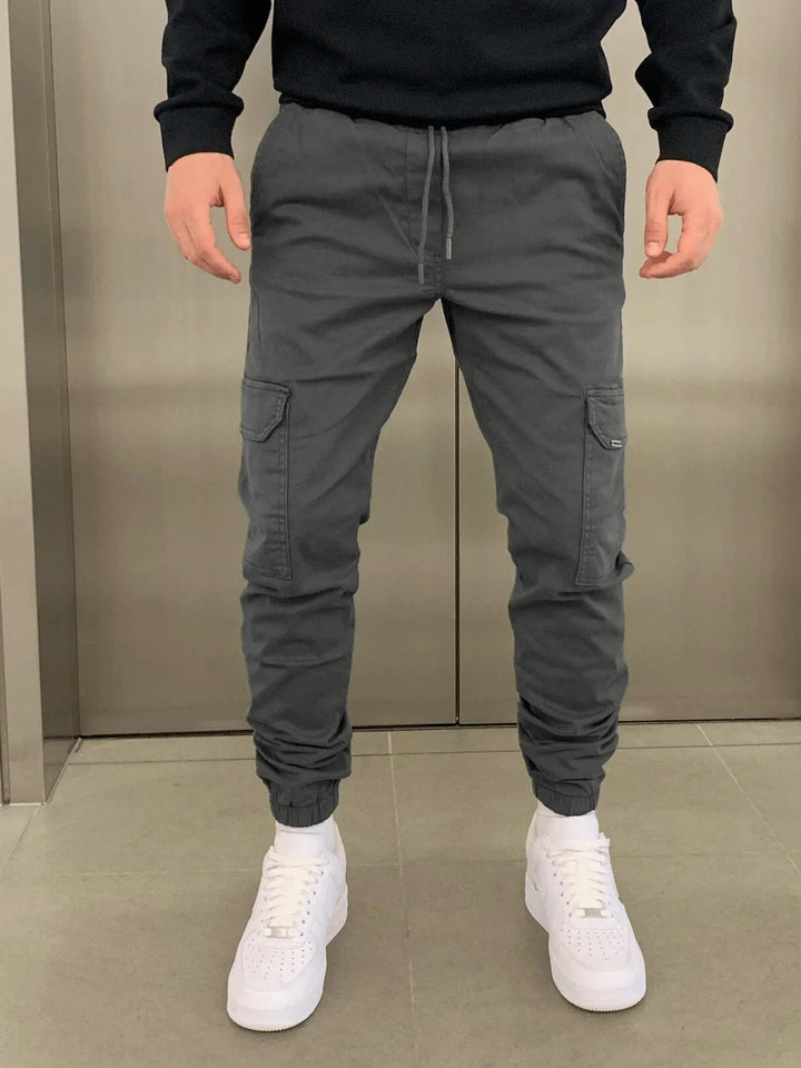 Herre Slank Pasform Cargojoggingbukser | Elastisk Talje Gadestil