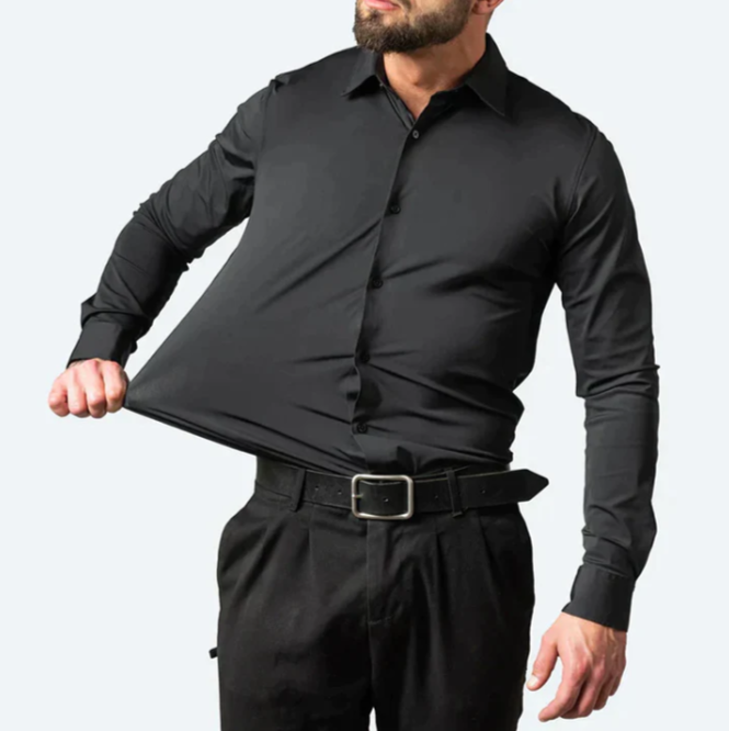 Cămașă-rochie elastică pentru bărbați | Croială slim, stil pentru nunți și ocazii formale