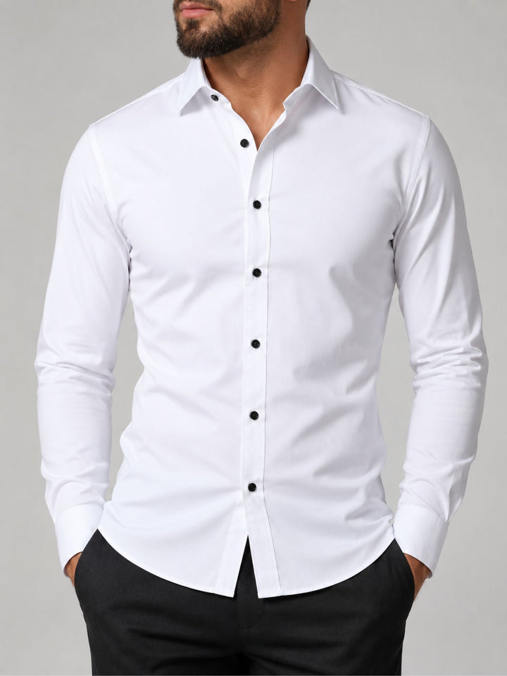 Cămașă-rochie elastică pentru bărbați | Croială slim, stil pentru nunți și ocazii formale