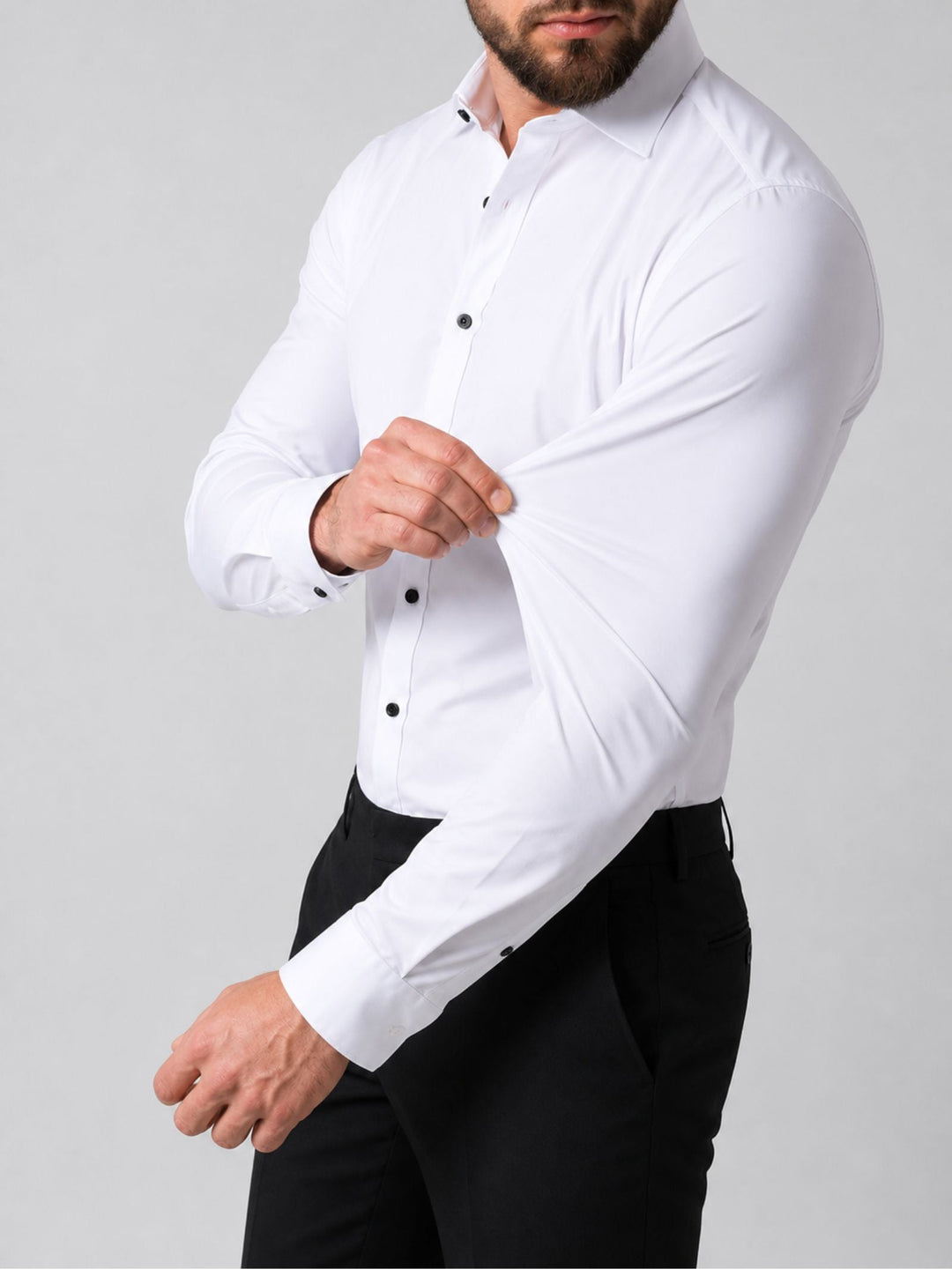 Cămașă-rochie elastică pentru bărbați | Croială slim, stil pentru nunți și ocazii formale