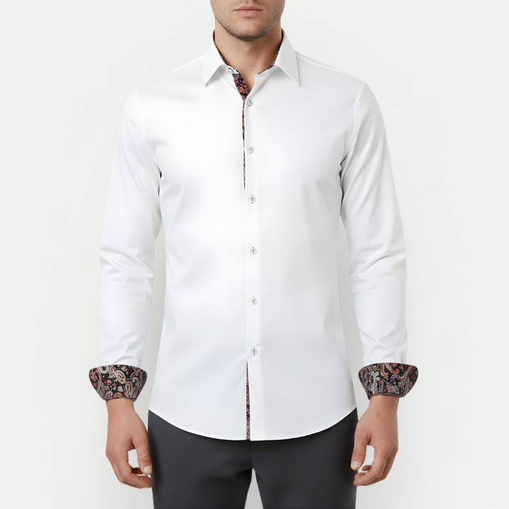 Herre Paisley Tryk Skjorte | Langærmet Erklæring Stil
