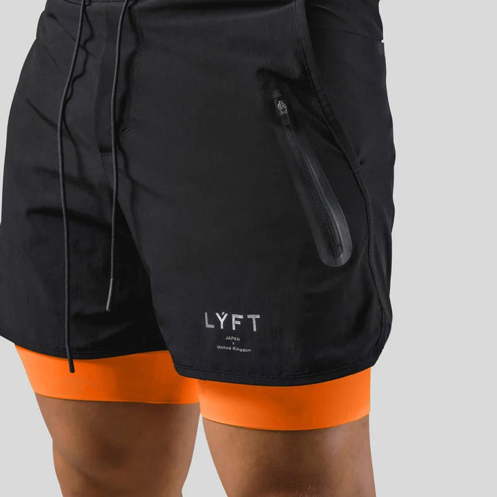 Herre 2-i-1-Løbeshorts | Indbygget Kompression Foring Og Lynlåslomme