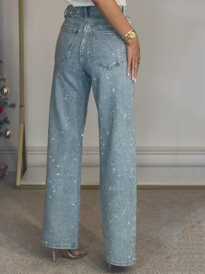 Dame Glimmerdetaljer Denimjeans