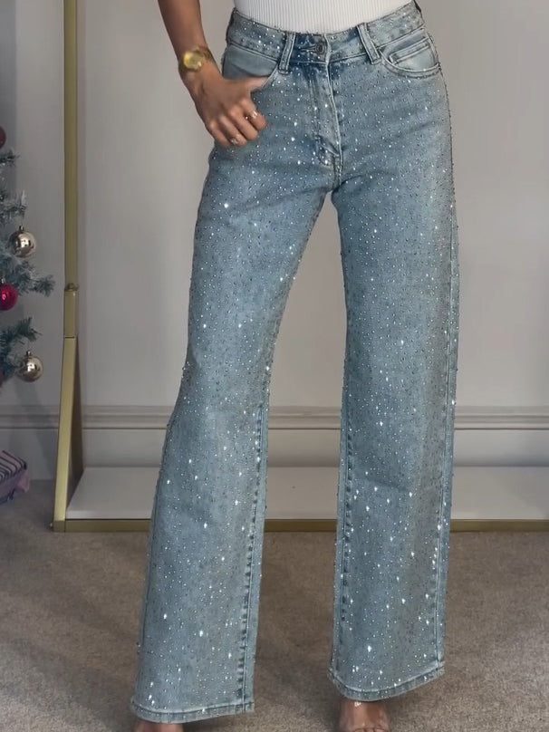 Dame Glimmerdetaljer Denimjeans
