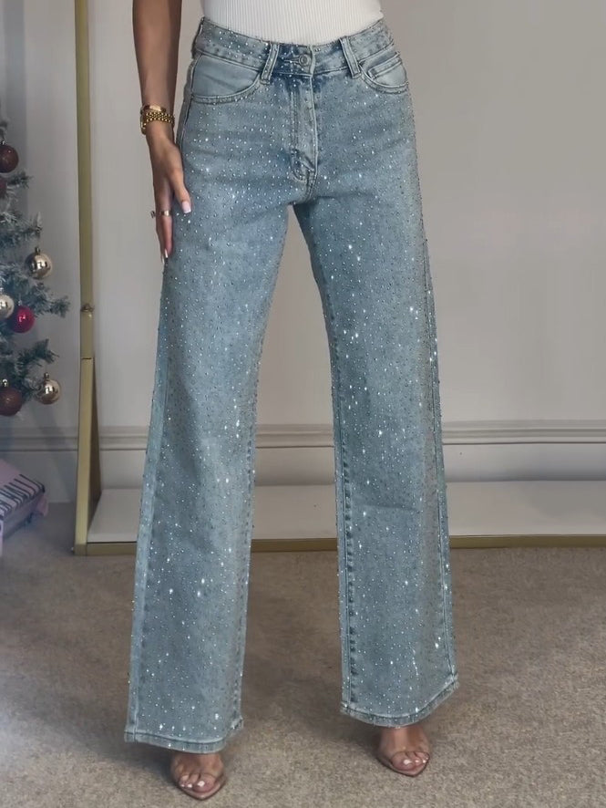 Dame Glimmerdetaljer Denimjeans
