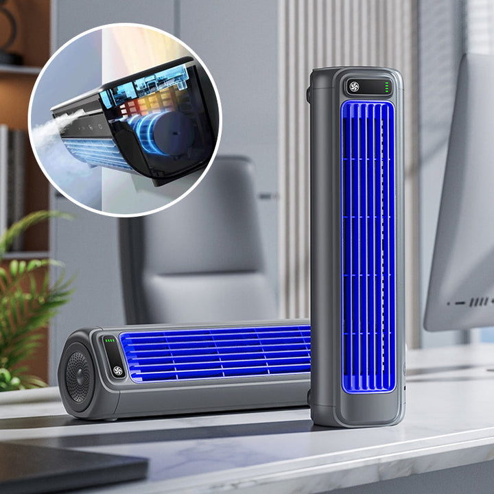 Bærbar Genopladelig Luftkøler | Ledningsfri 3-i-1 Køleventilator