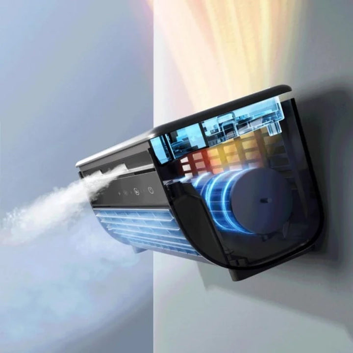 Bærbar Genopladelig Luftkøler | Ledningsfri 3-i-1 Køleventilator