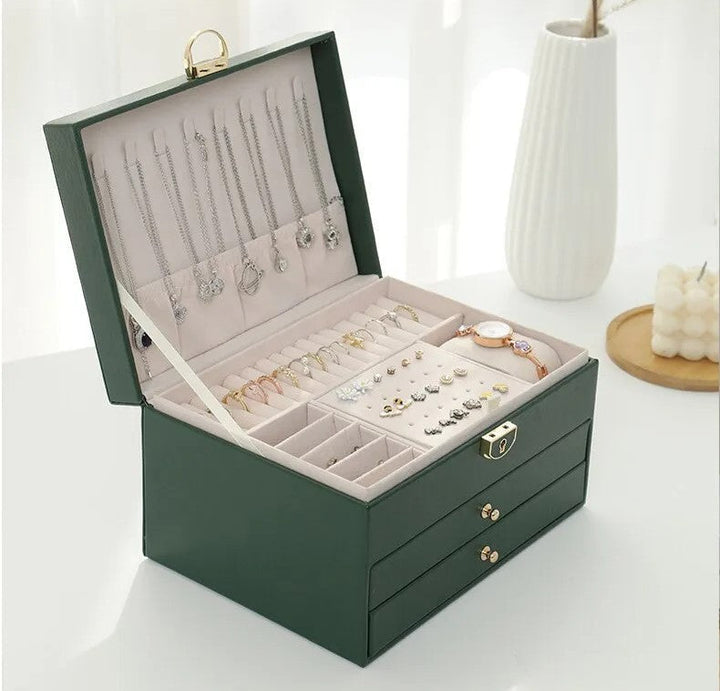 Læderstil Smykkeorganisator | Elegante Flerlagsopbevaring