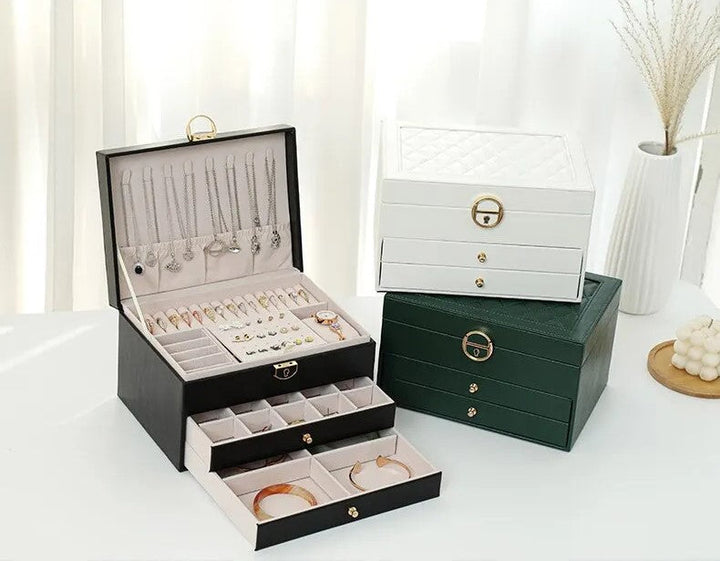 Læderstil Smykkeorganisator | Elegante Flerlagsopbevaring