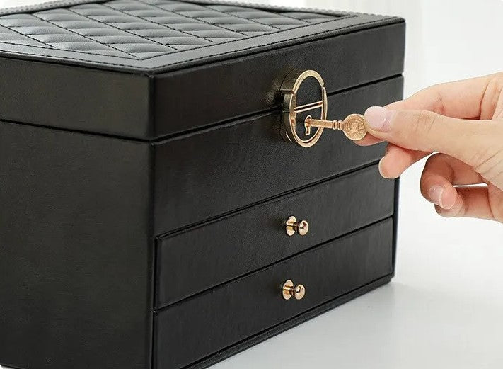 Læderstil Smykkeorganisator | Elegante Flerlagsopbevaring