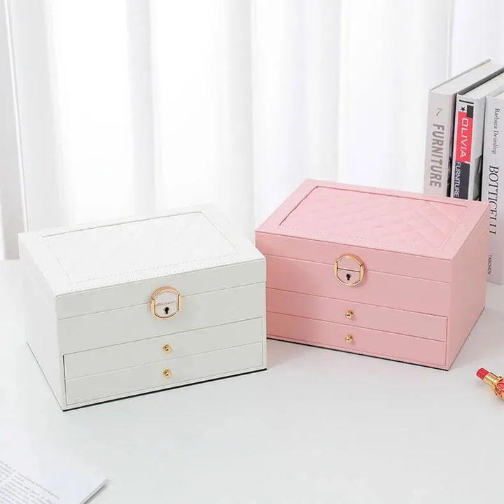 Læderstil Smykkeorganisator | Elegante Flerlagsopbevaring